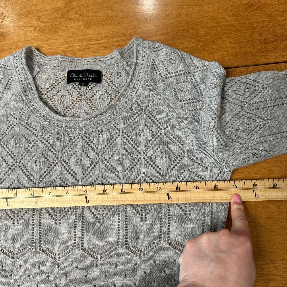 Claudia Nichole 100% Cashmere Lightweight Sweater Sz S Eyelet Tunic Quiet Luxury